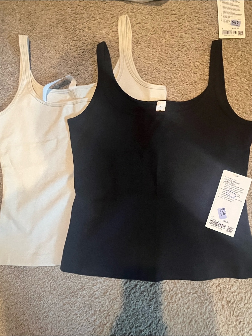 lululenon Neck Tank Top - Black and Cream sets of 2